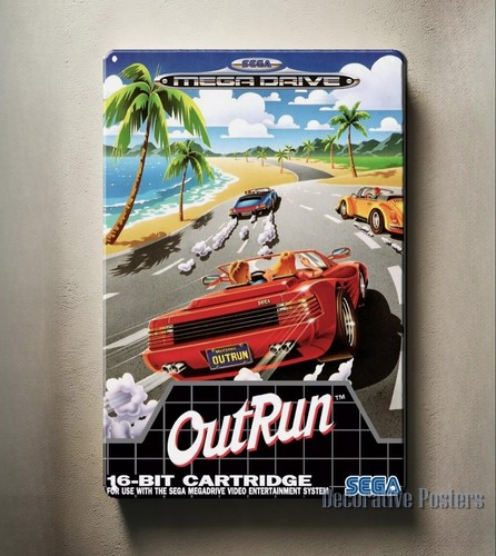 Retro Gaming Videos - Póster Metálico Retro del Videojuego Outrun