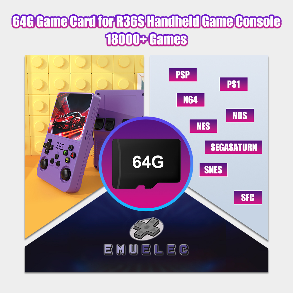 Retro Gaming N64 - Tarjeta TF de juego de 64G