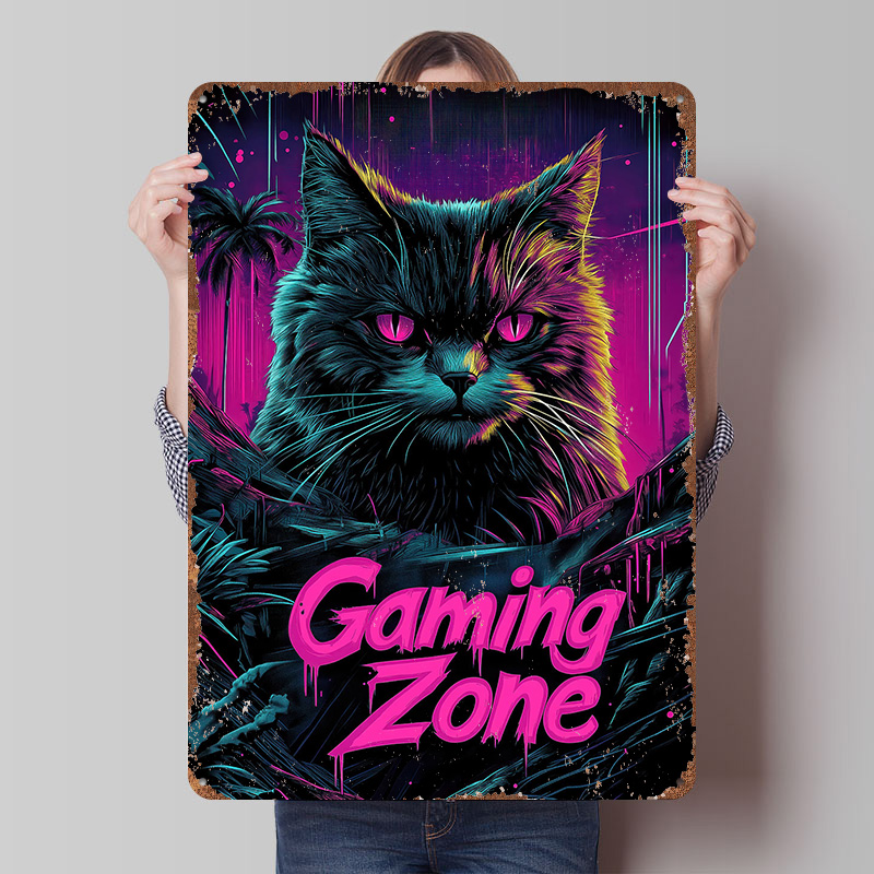 Póster Metálico de Gato Gamer, - Retro Gaming At Home reseña y precio
